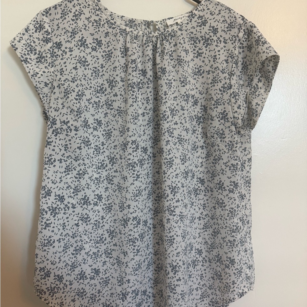 Elegant Blue Floral Women's Blouse